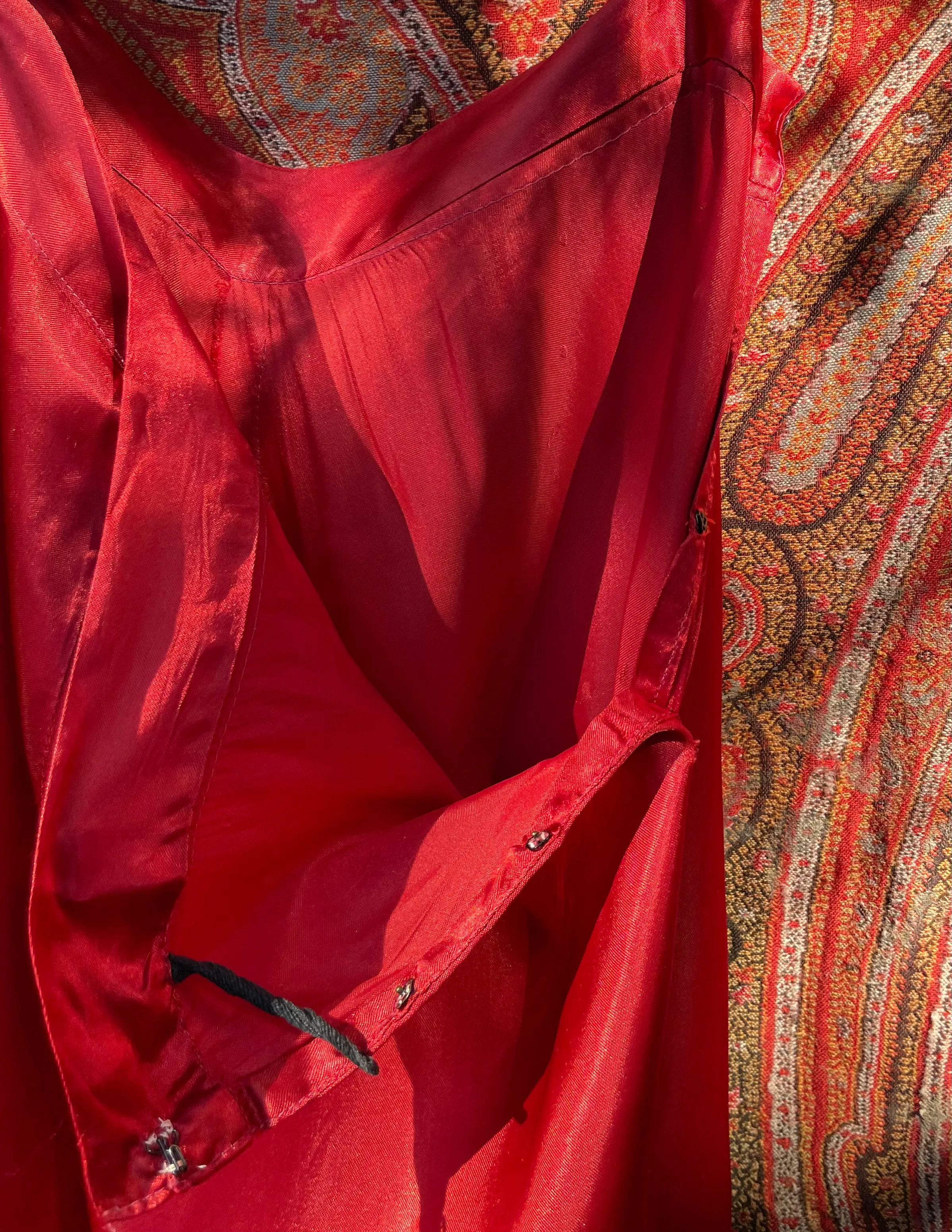 1940s Crimson Liquid Satin Two Piece Palazzo Pant Set