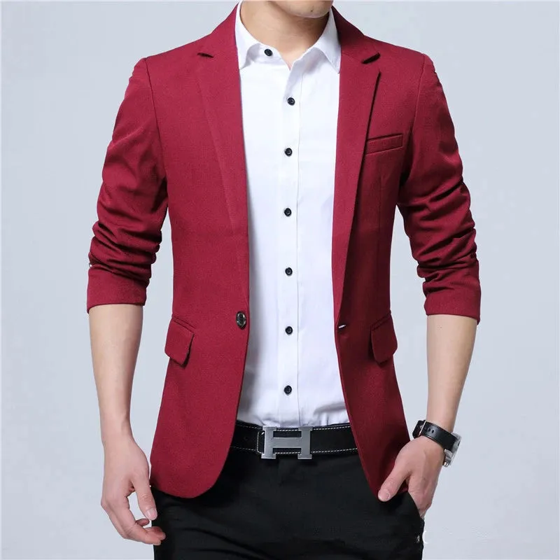 2023 New Fashion Spring  Autumn Casual Men Blazer Cotton Slim England Suit Blaser Masculino Male Jacket Blazer Men Size M-5XL