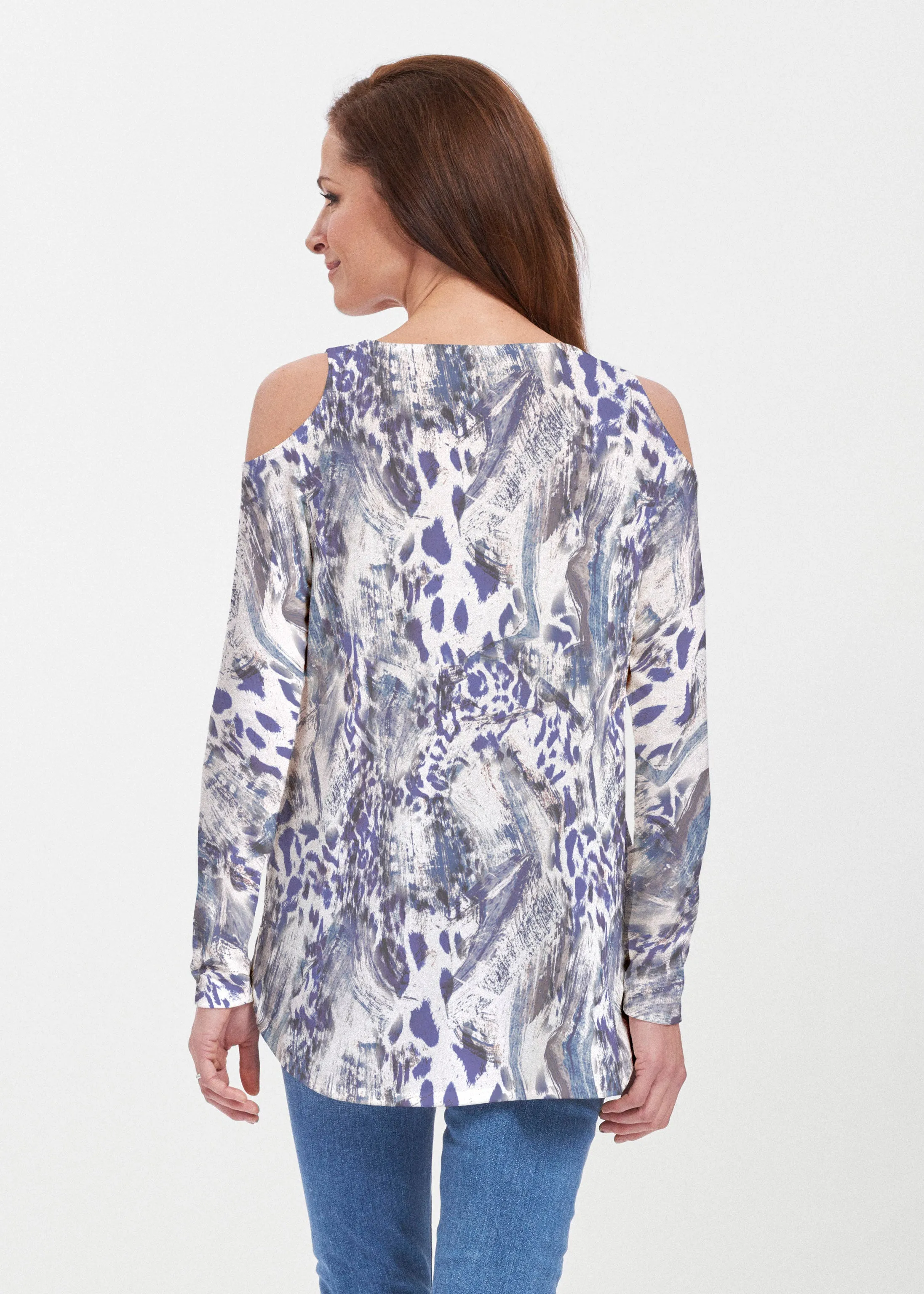 Abstract Leopard (7647) ~ Butterknit Cold Shoulder Tunic