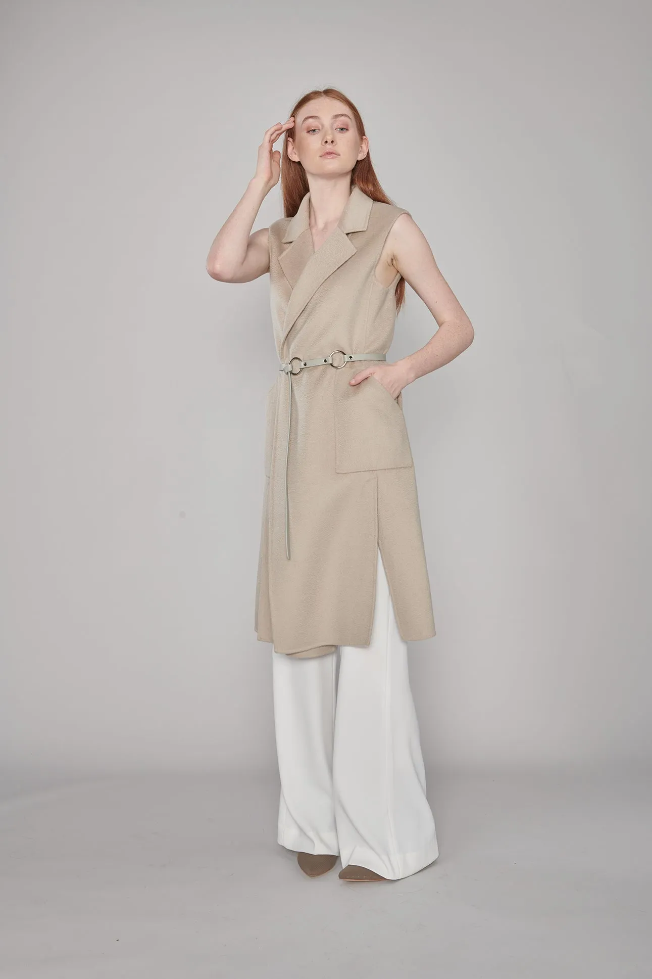 AC005 Double Rings Leather Belt - Gray