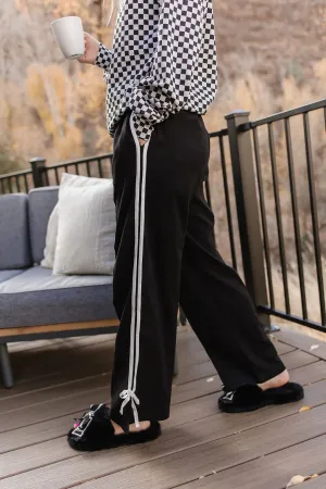 Ampersand Bow Tie Wide Leg Pants- Black/White RESTOCK