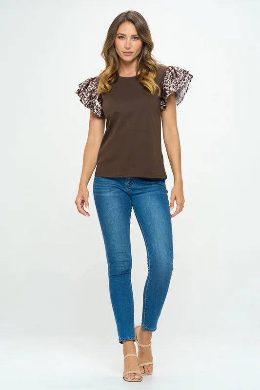 Animal Print Ruffle Top