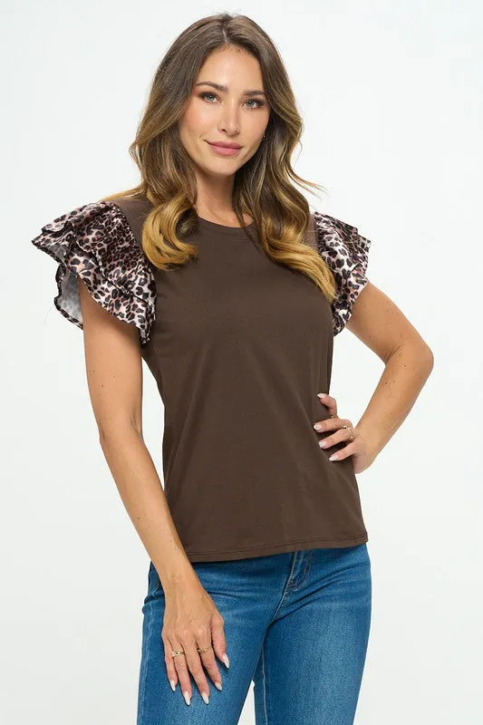 Animal Print Ruffle Top
