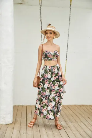 Annva USA Women's 2Pcs Floral Long Skirt Set