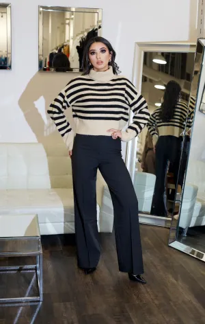 Bailee Twill Wide Leg Trousers - Blk