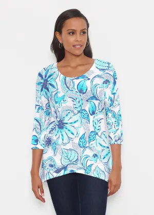 Baltic Watercolor Aqua (7696) ~ Katherine Hi-Lo Thermal Tunic