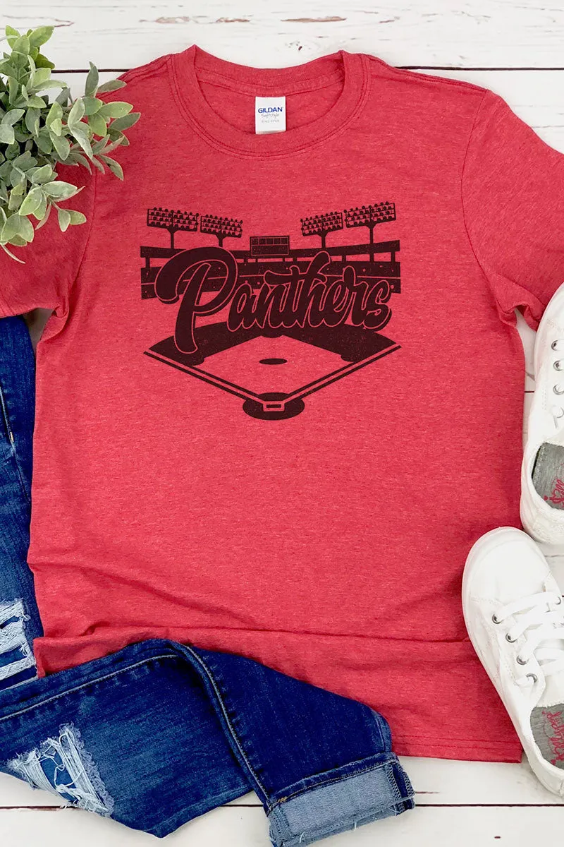 Baseball Diamond Panthers Softstyle Adult T-Shirt