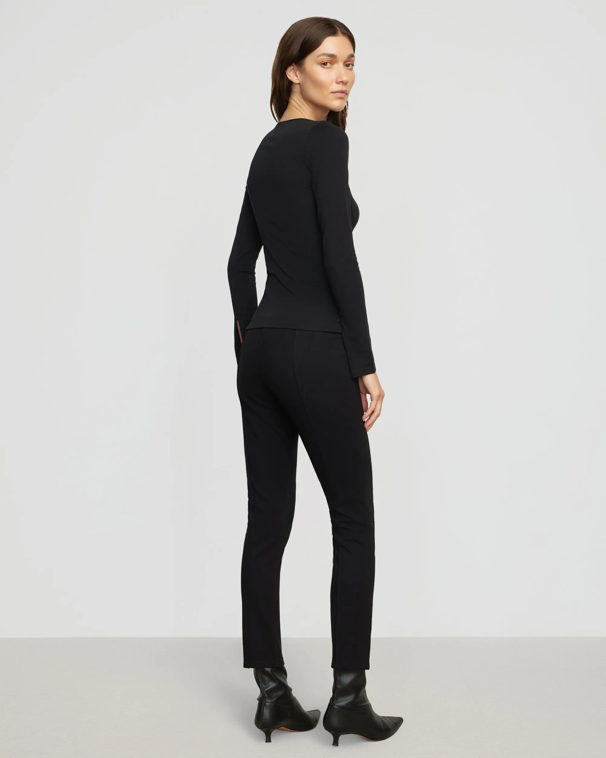 Bea Slim-Leg Ponte Stretch Pant