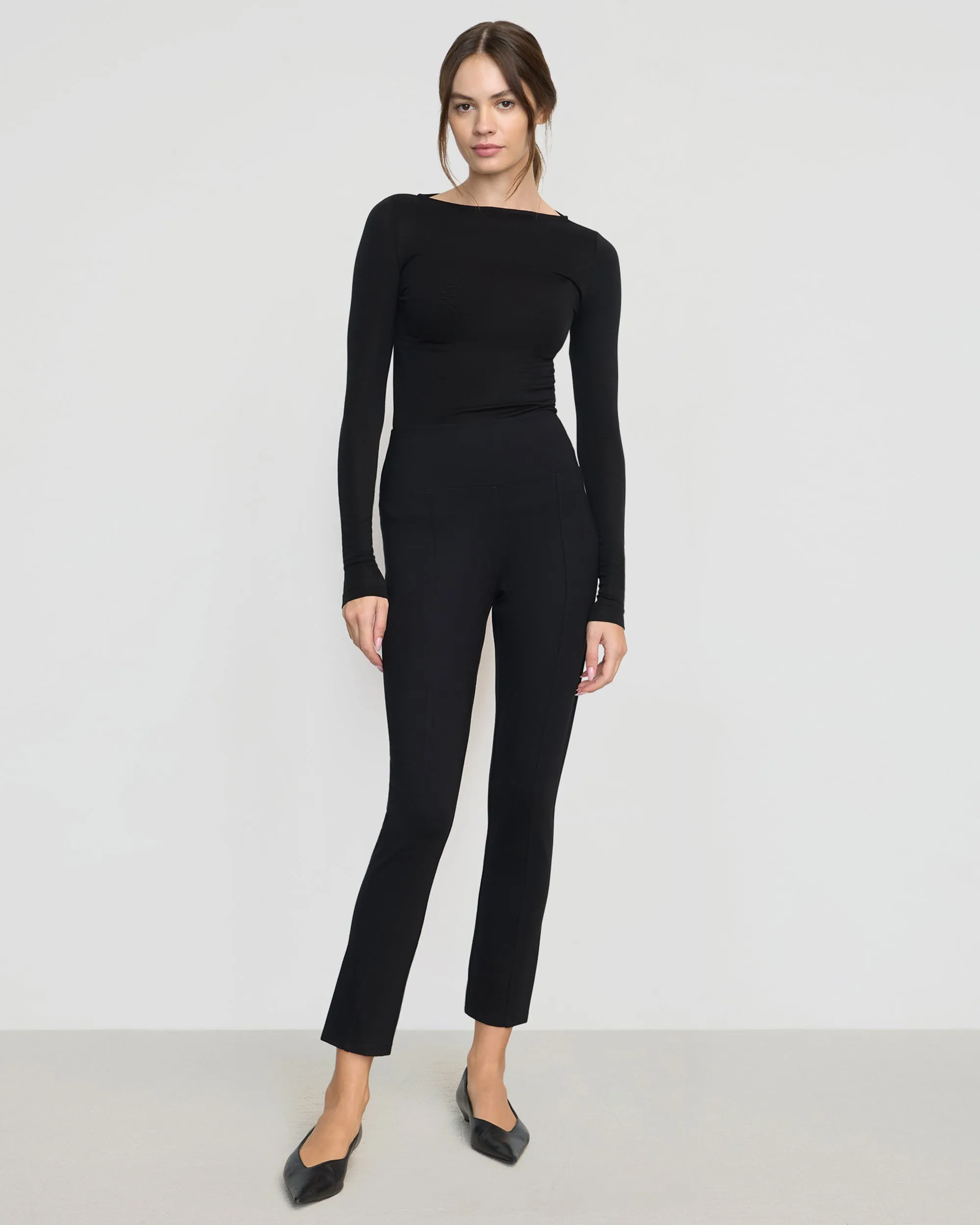 Bea Slim-Leg Ponte Stretch Pant