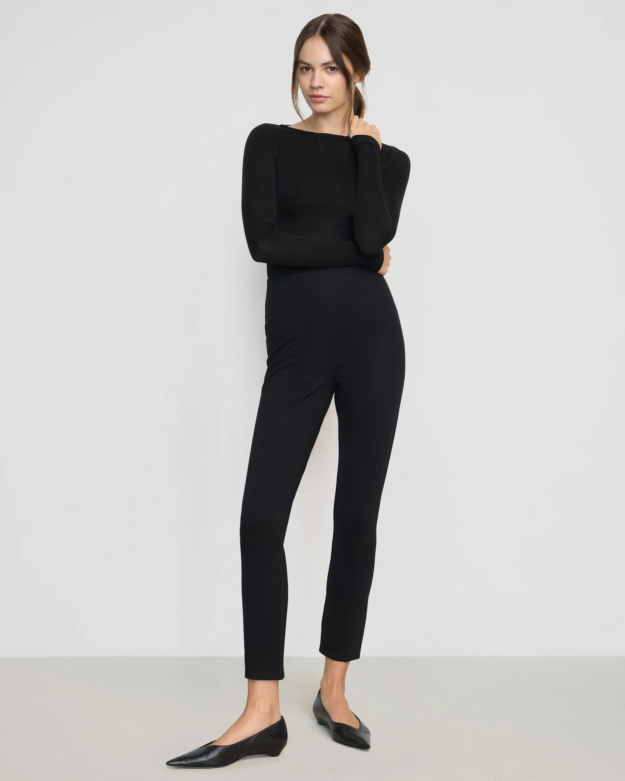 Bea Slim-Leg Ponte Stretch Pant