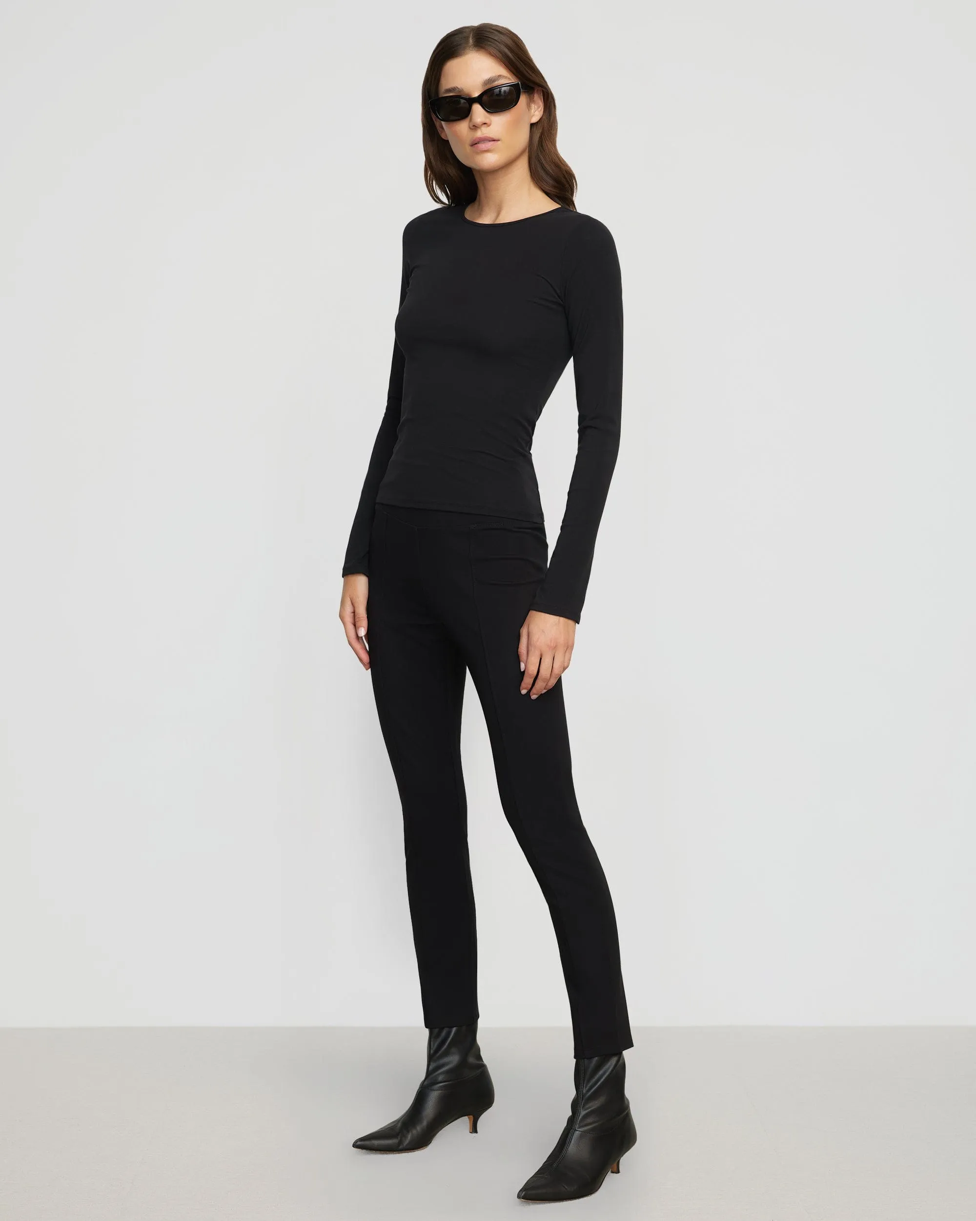 Bea Slim-Leg Ponte Stretch Pant