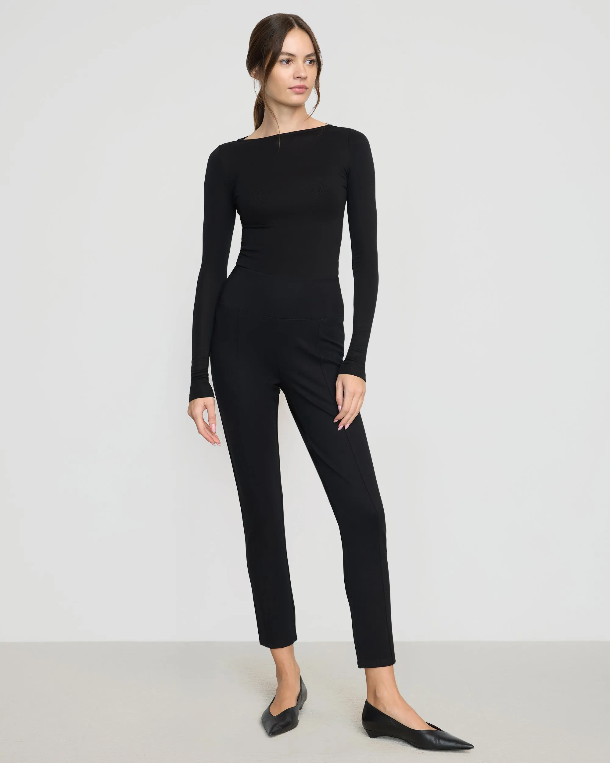 Bea Slim-Leg Ponte Stretch Pant