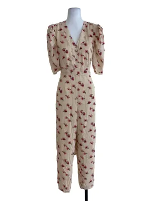 Beige Floral Jumpsuits