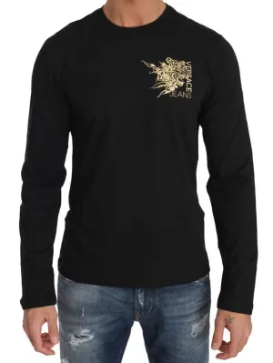 Black Cotton Gold Tiger Crewneck Pullover