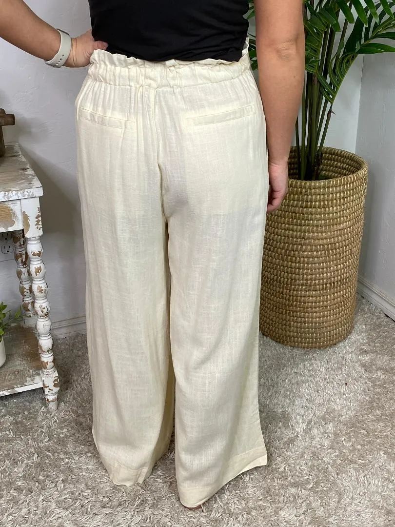 Black, Eggshell or Slate Blue Crop Wide Leg Pants
