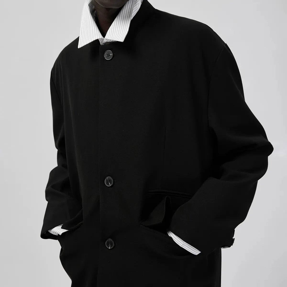 Black Stand-Up Collar Blazer