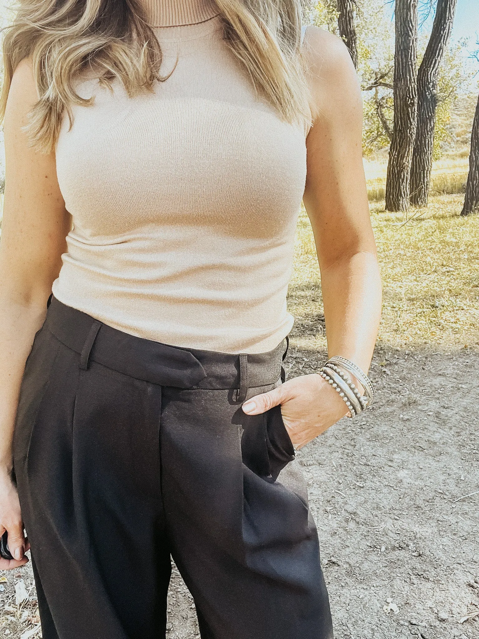 Black Wide Leg Woven Pants
