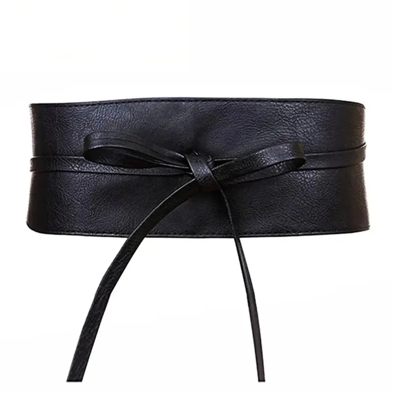 Boho Wrap Waist Belt with Bowknot: Faux Leather Cinch Belt for Women