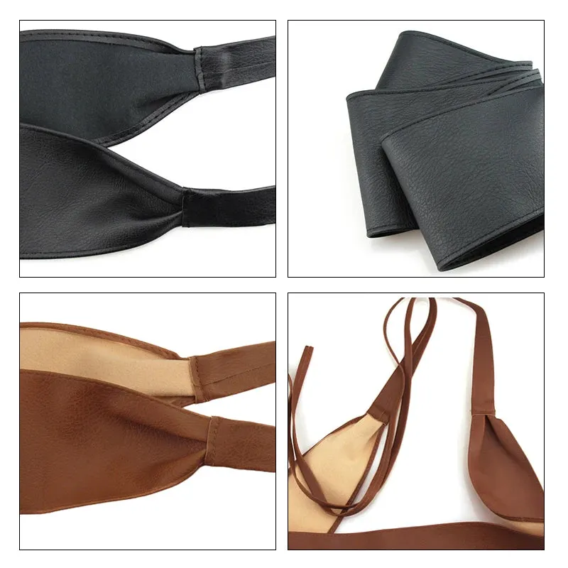 Boho Wrap Waist Belt with Bowknot: Faux Leather Cinch Belt for Women