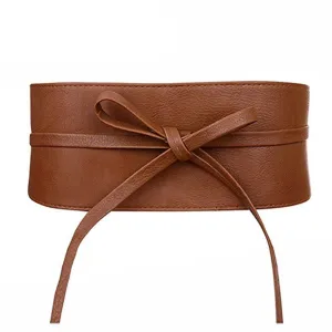 Boho Wrap Waist Belt with Bowknot: Faux Leather Cinch Belt for Women