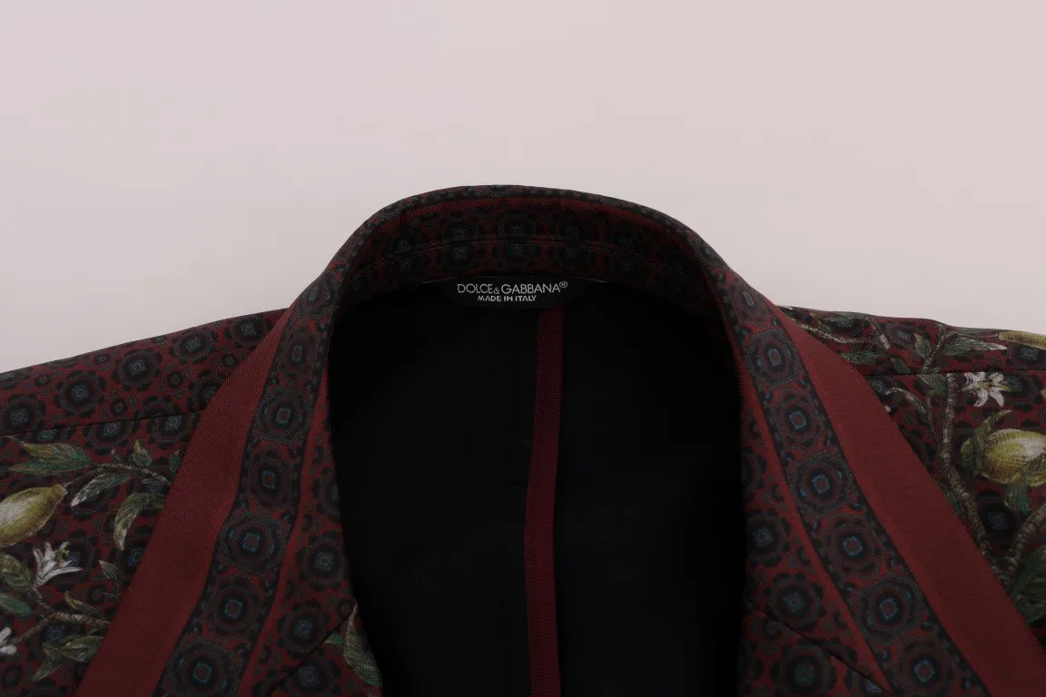 Bordeaux Peacock Silk Slim Fit Blazer Jacket