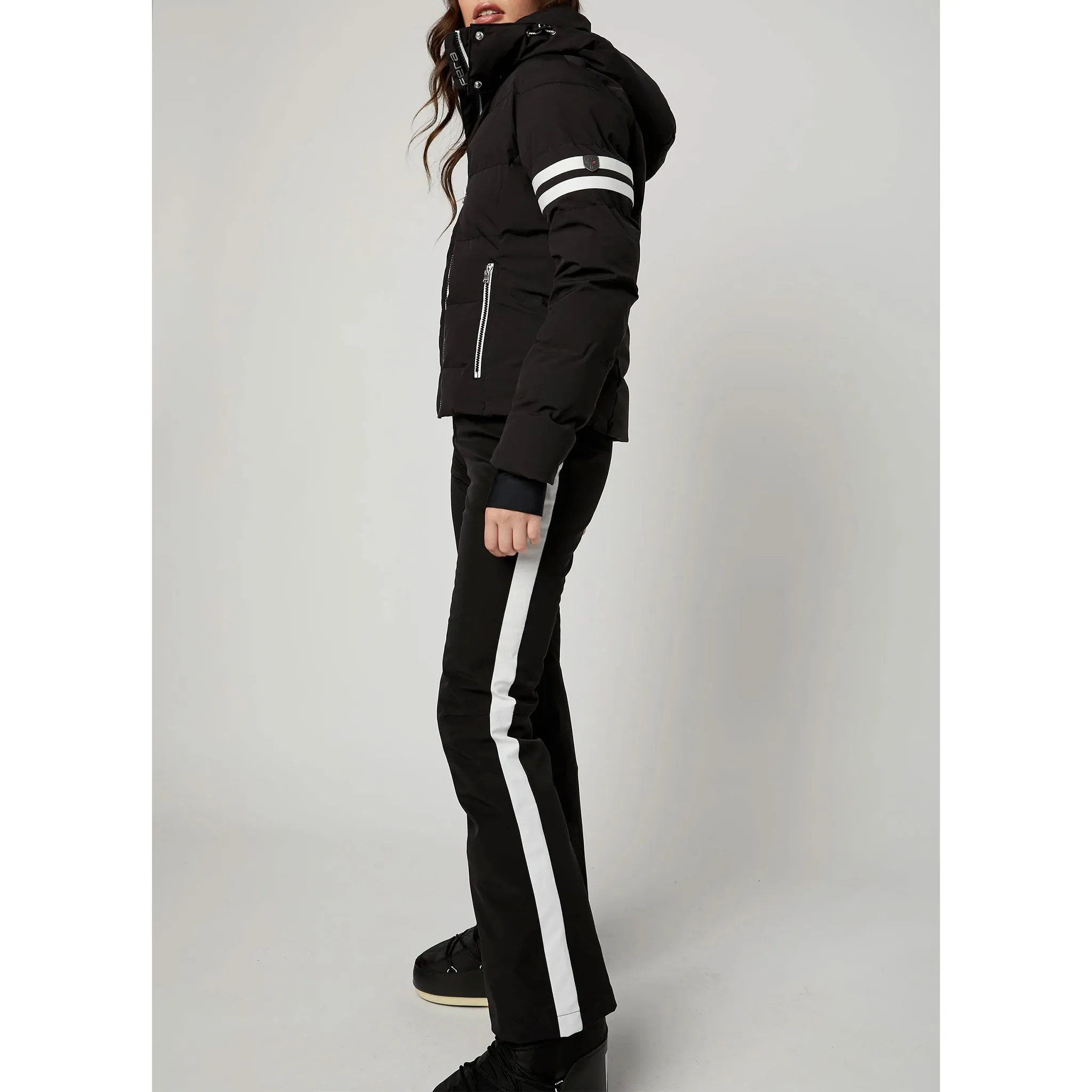 Brooke Pant in Black/White Stripes