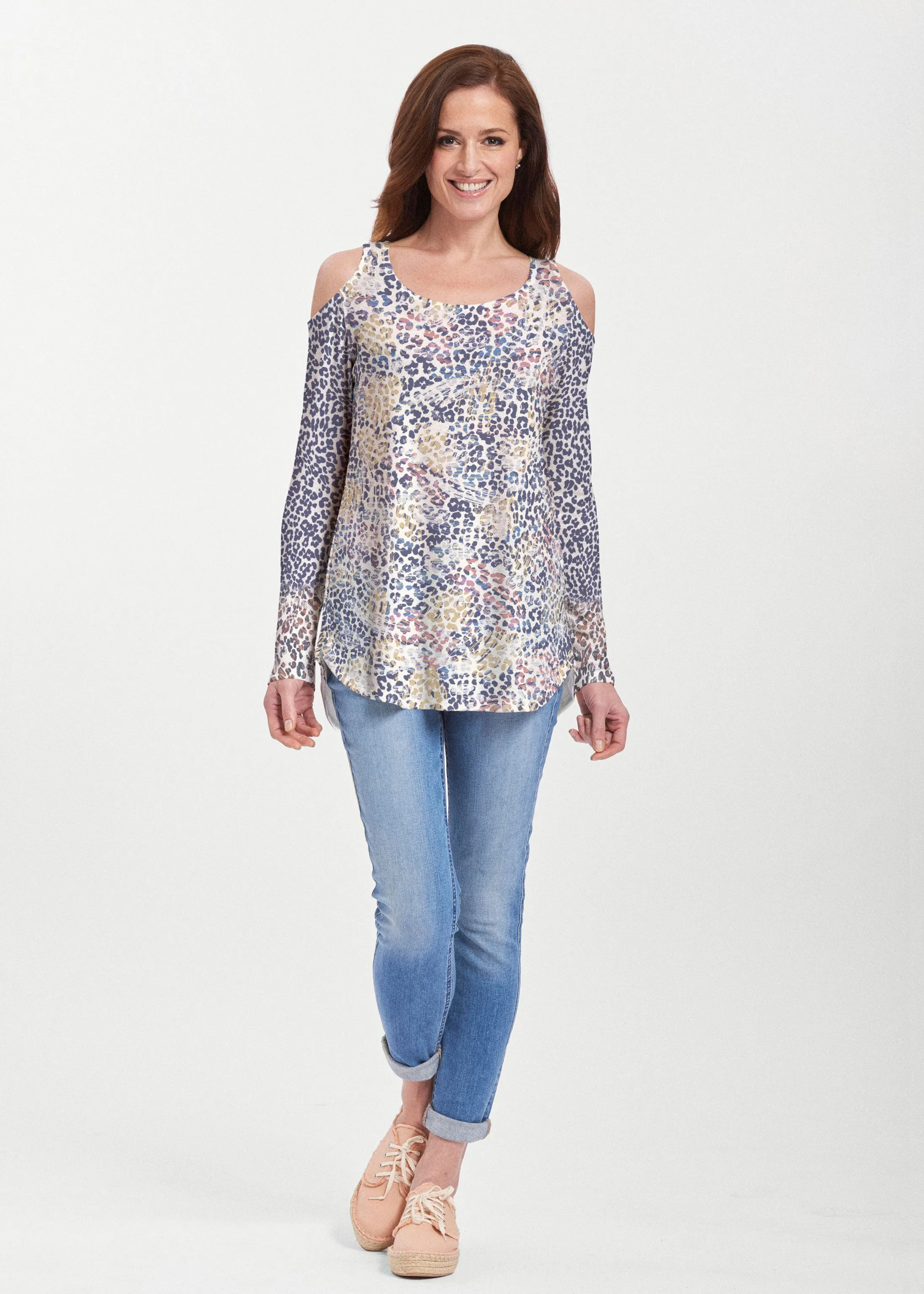 Brushed Jaguar Beige (7660) ~ Butterknit Cold Shoulder Tunic