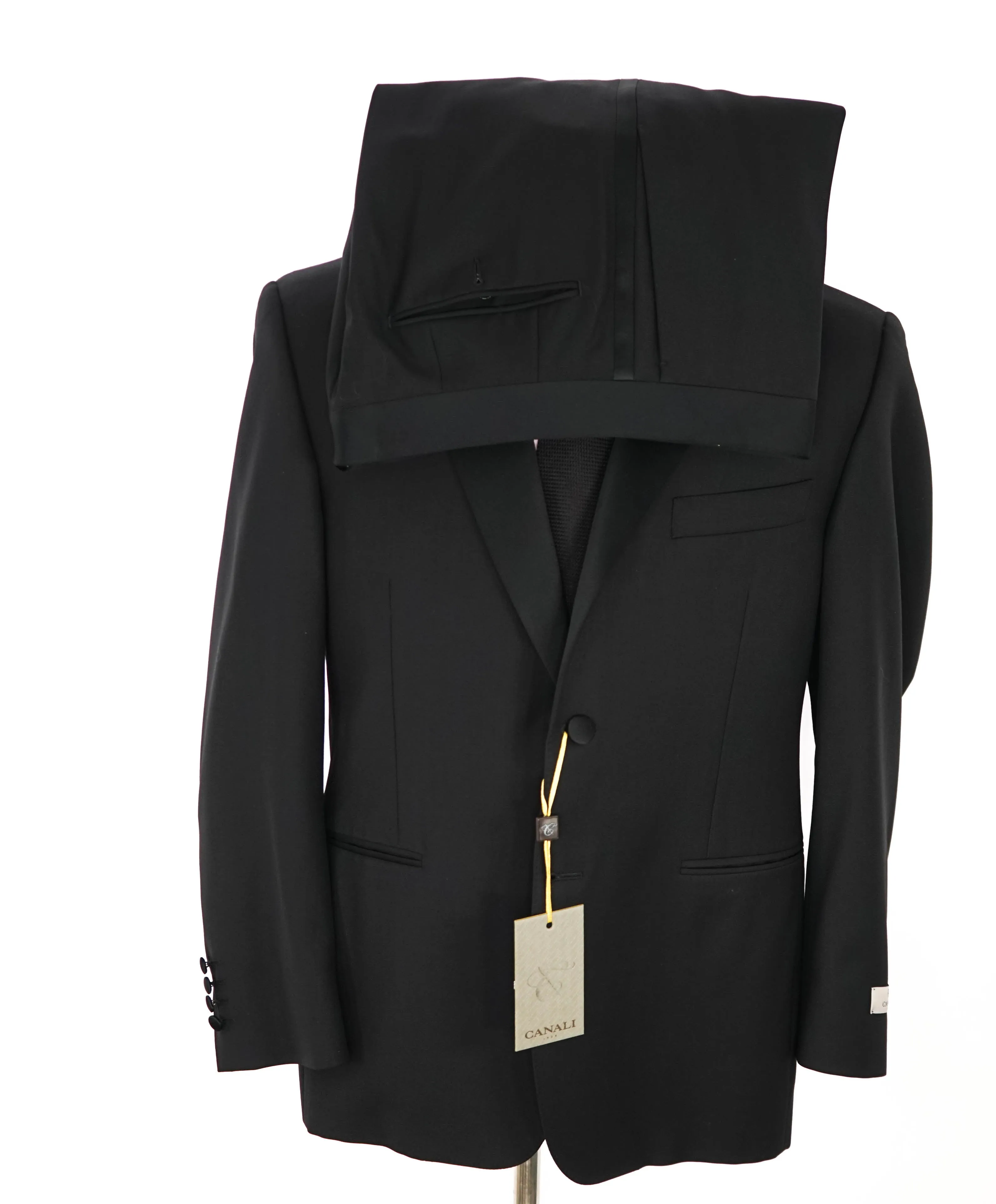 CANALI - Black *CLOSET STAPLE* Notch Lapel Tuxedo Suit - 44S