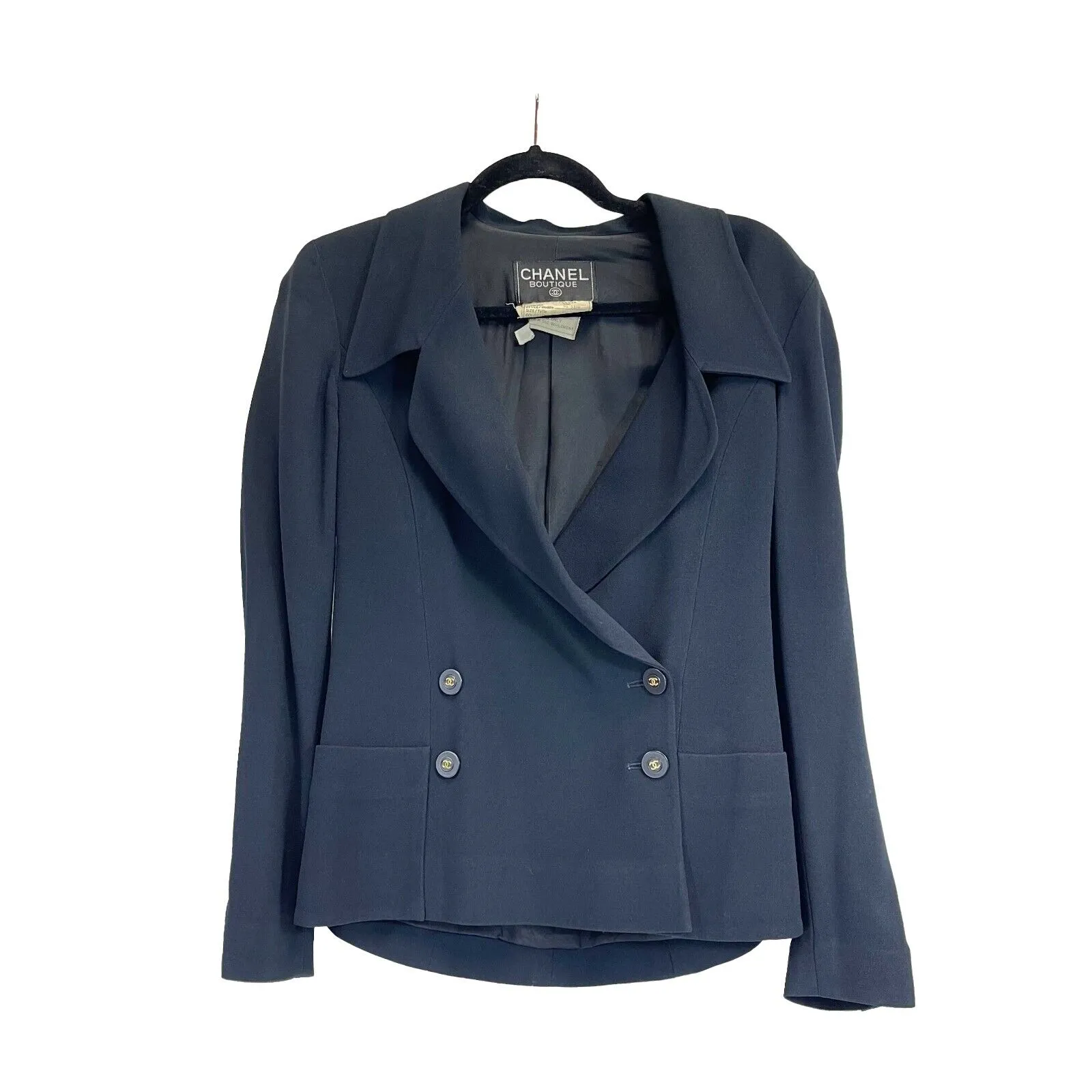 CHANEL -Vintage 94P 1994 Black Blazer - Double Breasted - CC Buttons - 36 / US 6