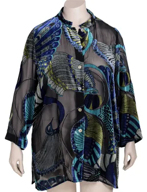 Citron Peacock Velvet Burnout Blouse