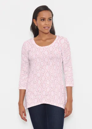 Coastal Lace Pink (7757) ~ Katherine Hi-Lo Thermal Tunic