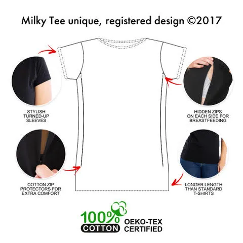 COFFEE   CONCEALER Breastfeeding T-shirt with Zips - Black (Organic Cotton)