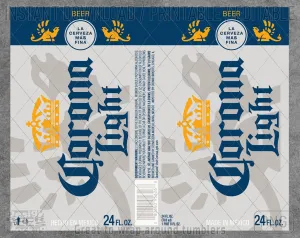Corona Light Extra Beer Logo Inspired Unofficial Can Tumbler Wrap SVG PNG EPS AI Digital Cut Files Editable Printable