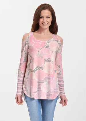 Corsage Pink (10153) ~ Butterknit Cold Shoulder Tunic