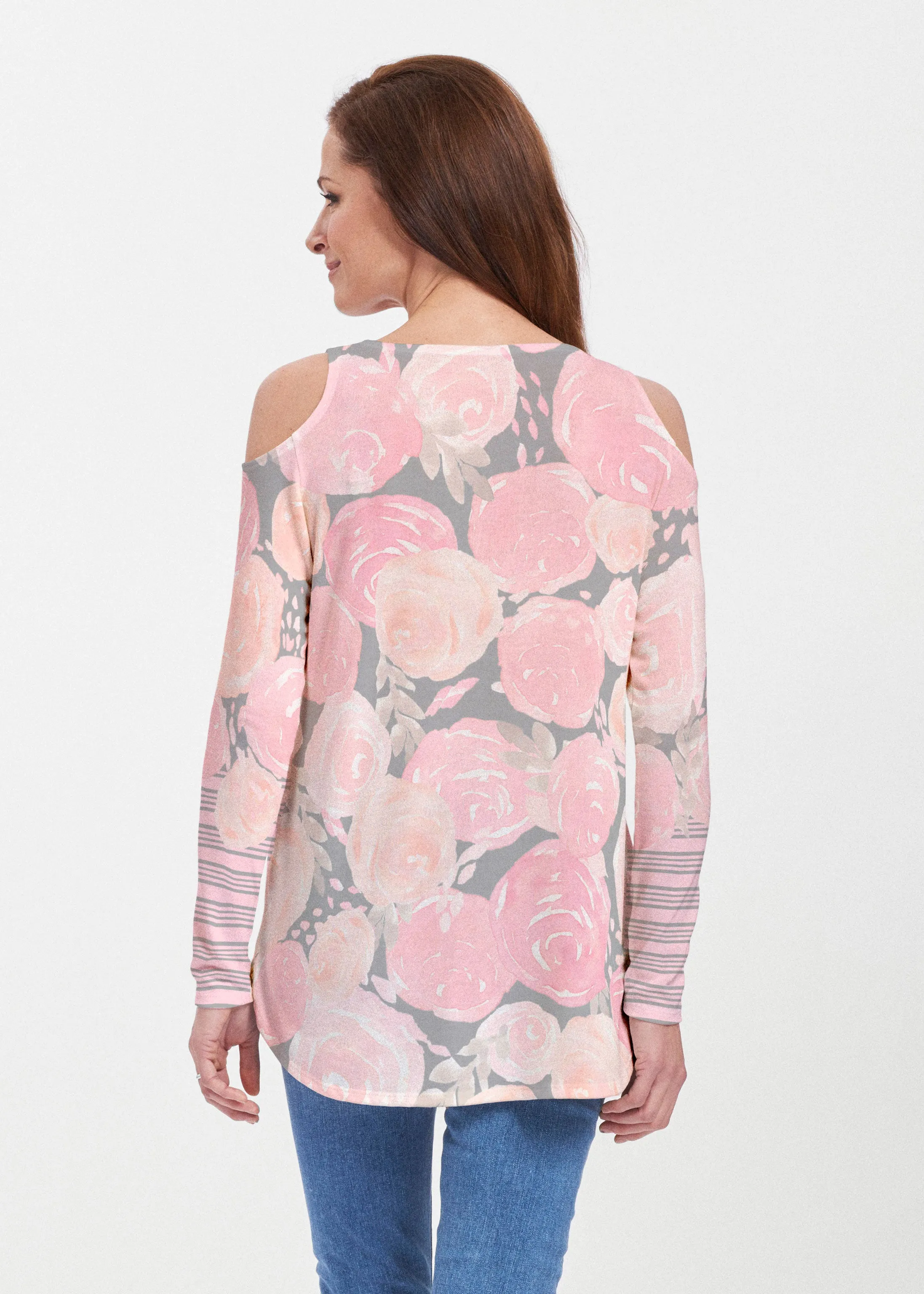 Corsage Pink (10153) ~ Butterknit Cold Shoulder Tunic