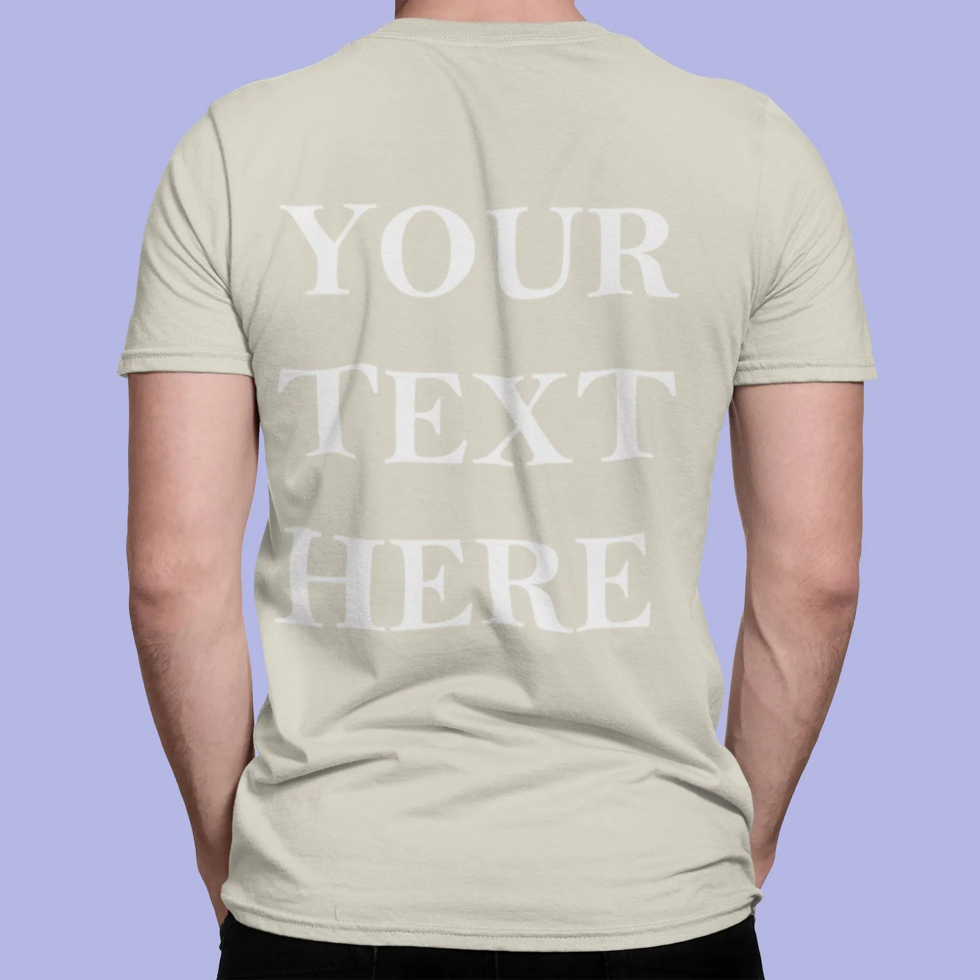 Crew Neck T-shirts Personalised with Your  Text On Back