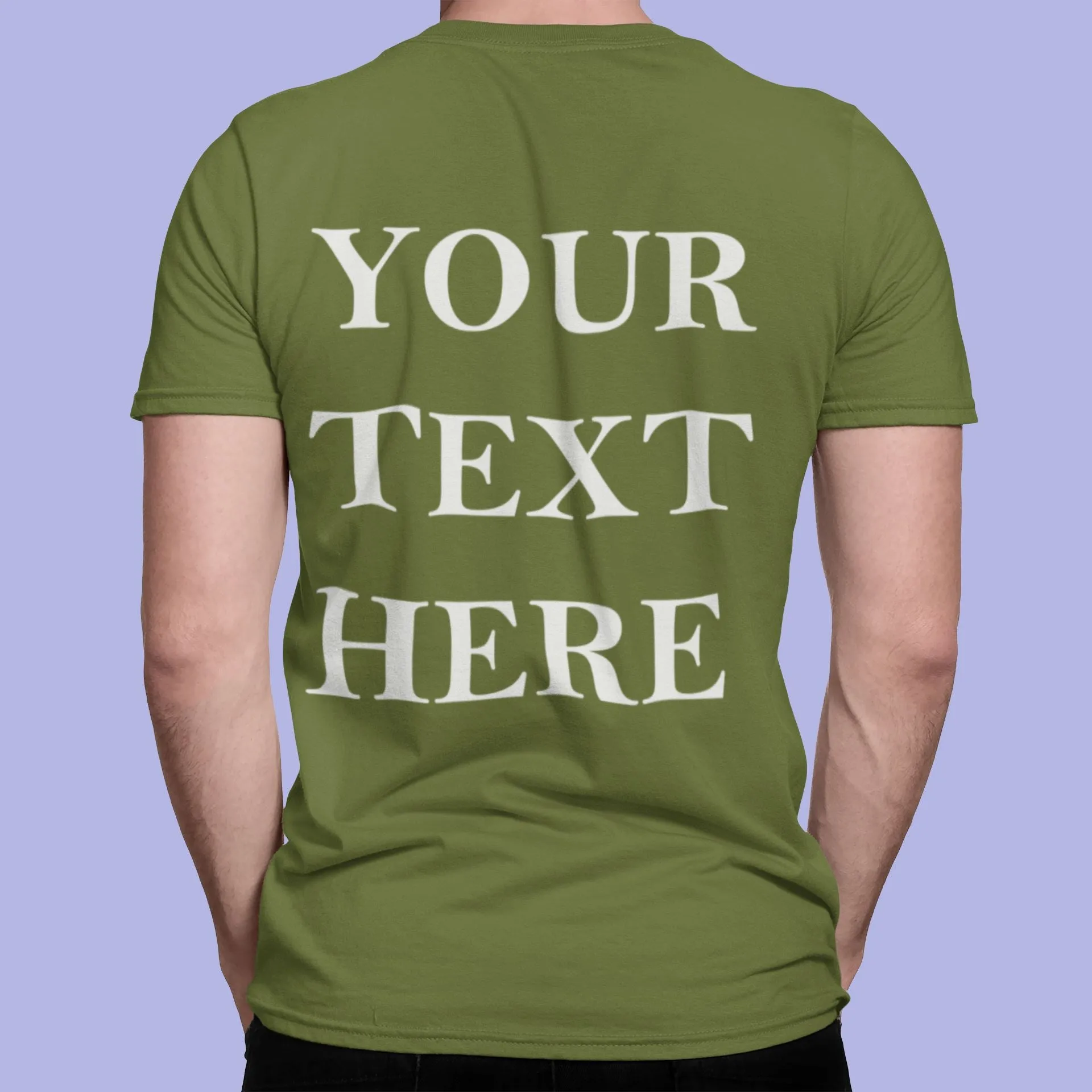 Crew Neck T-shirts Personalised with Your  Text On Back