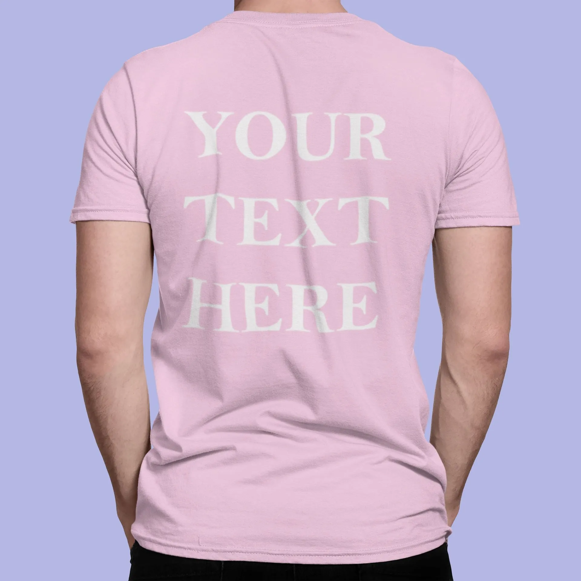 Crew Neck T-shirts Personalised with Your  Text On Back