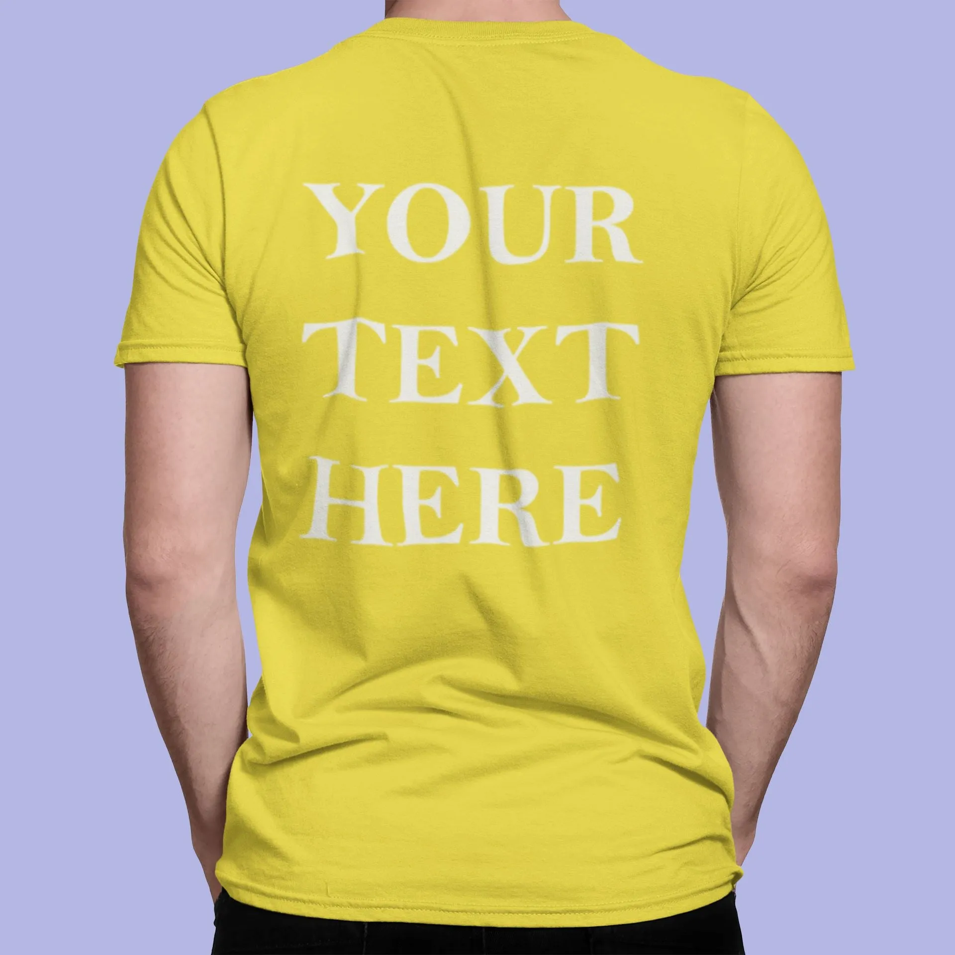 Crew Neck T-shirts Personalised with Your  Text On Back