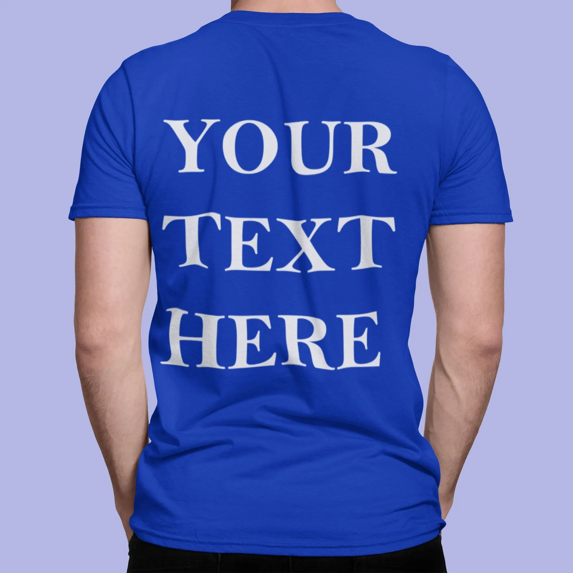 Crew Neck T-shirts Personalised with Your  Text On Back