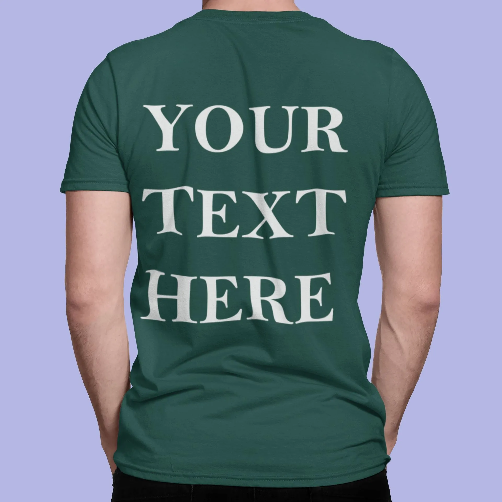 Crew Neck T-shirts Personalised with Your  Text On Back