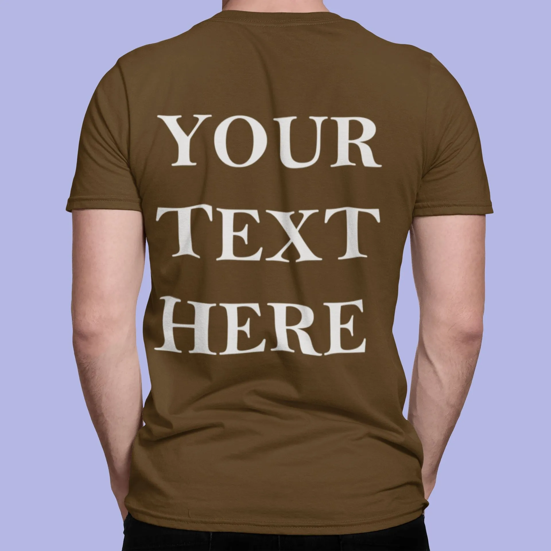 Crew Neck T-shirts Personalised with Your  Text On Back