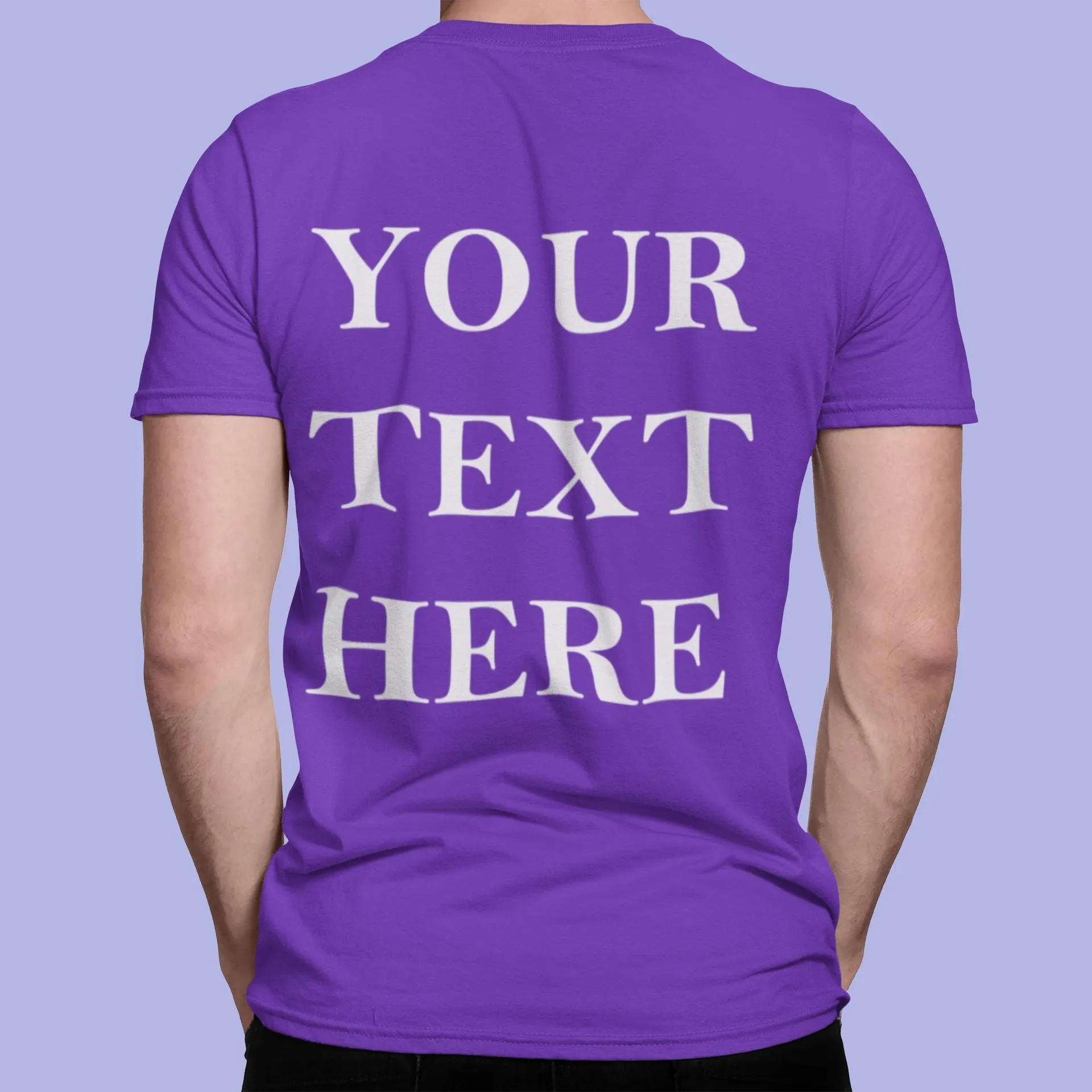 Crew Neck T-shirts Personalised with Your  Text On Back