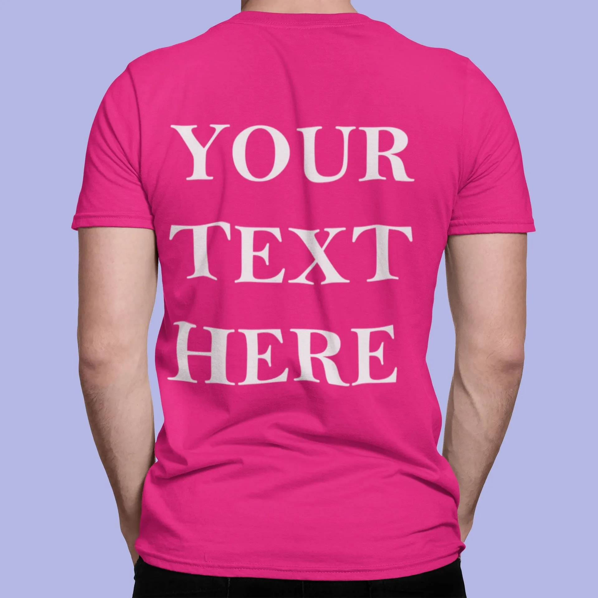 Crew Neck T-shirts Personalised with Your  Text On Back
