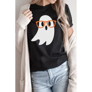 Cute Nerdy Ghost Halloween Graphic Tee
