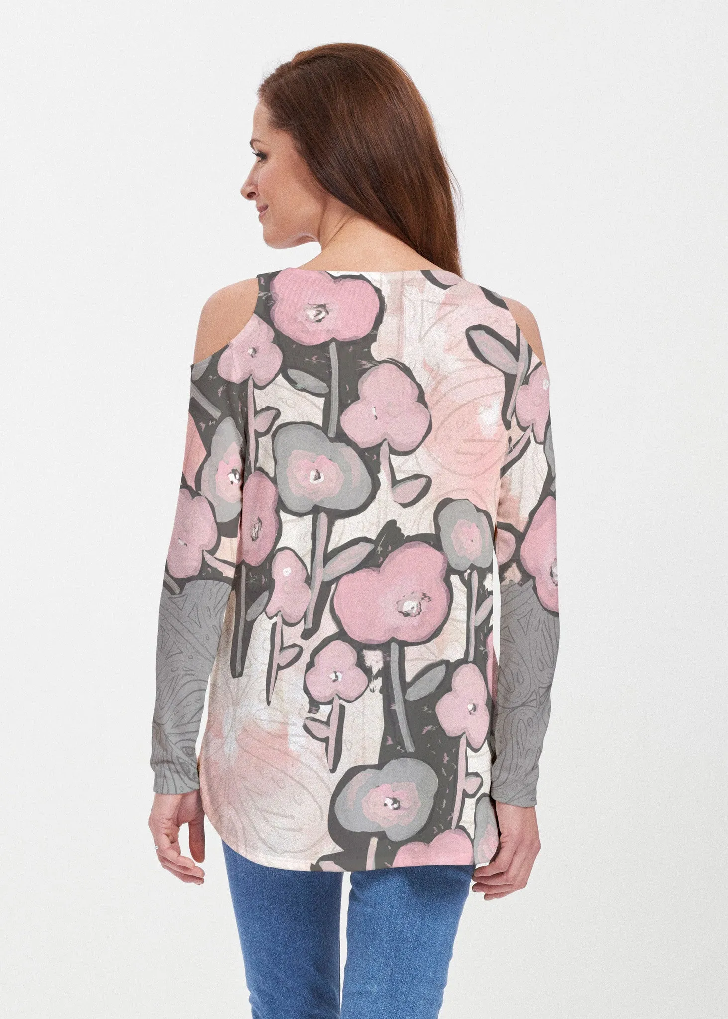 Desert Blooms Blush (17061) ~ Butterknit Cold Shoulder Tunic