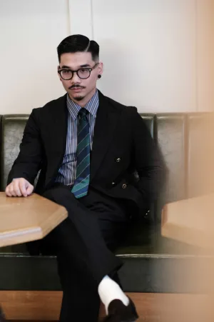 Double-Breasted Suit Jacket with Gold Buttons