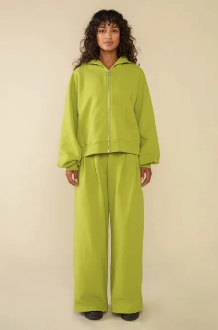 Double Pleat Wide Leg Sweatpants