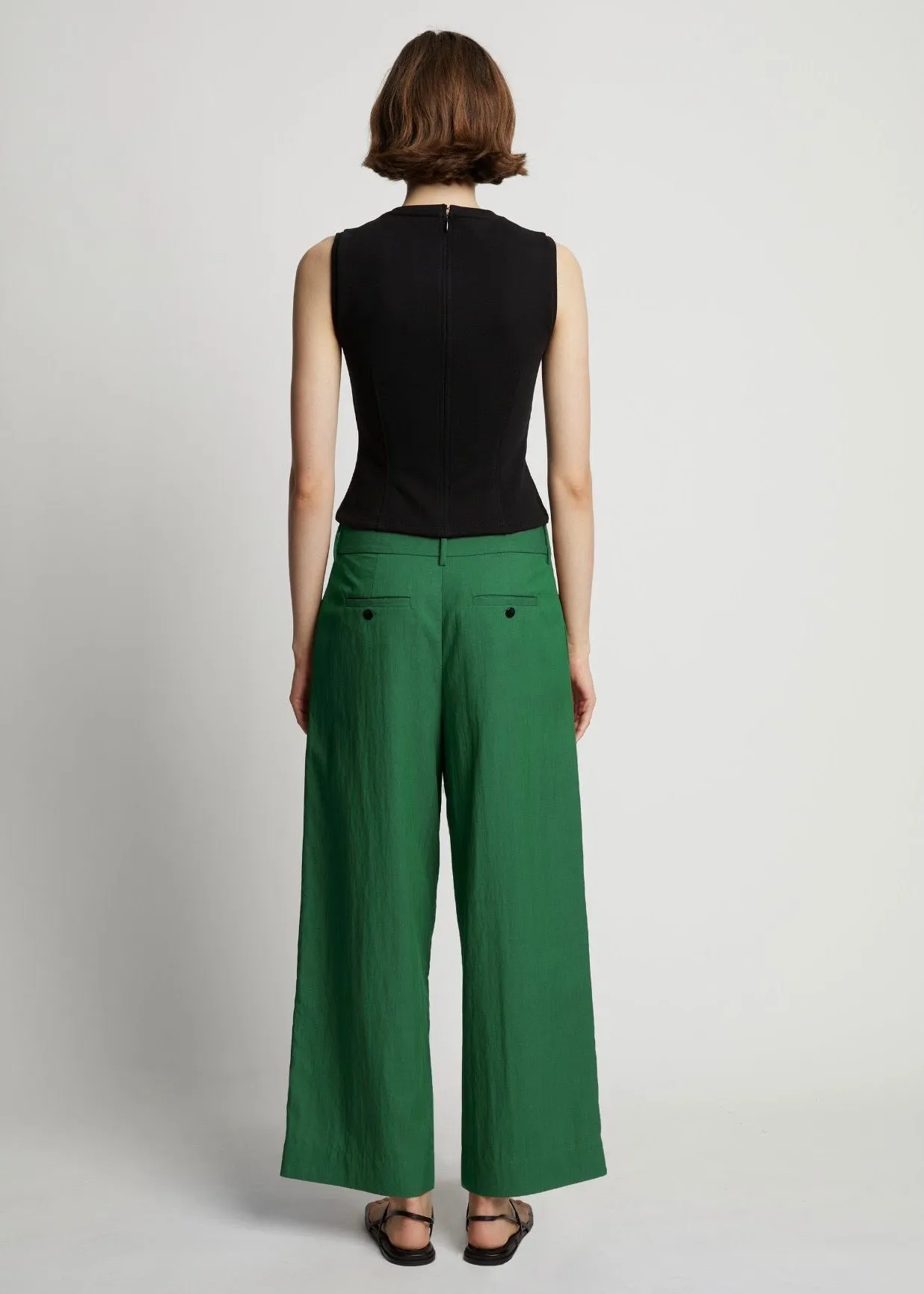 Drapey Suiting Wide Leg Pant (Green)