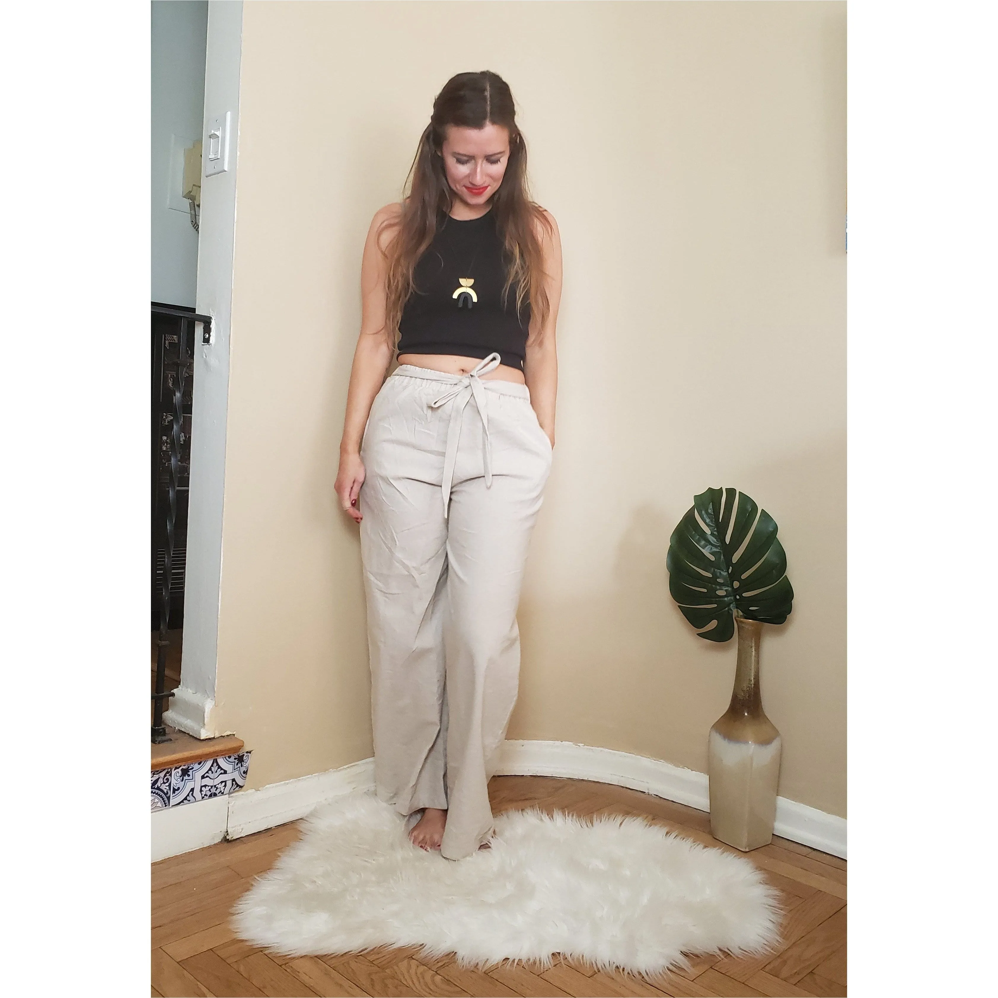 East Village Zero Waste Rib Crop Top - Black